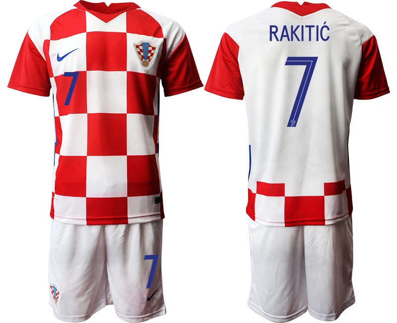 Men 2021 European Cup Croatia white home #7 Soccer Jerseys